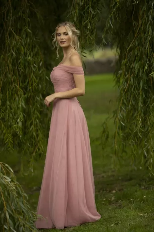 Old rose off top shoulder dress